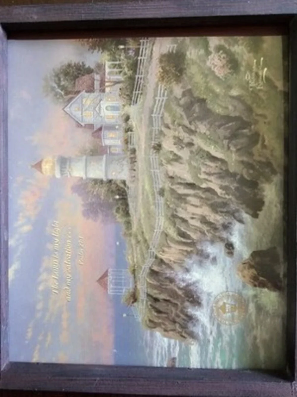 Thomas Kinkade Wooden Wall-Mounted Perpetual Calendar w/ 4 Art Prints Tiles